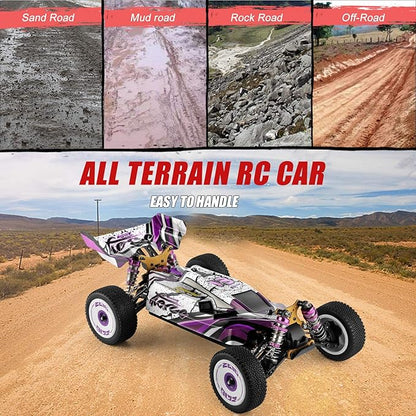GoolRC WLtoys 124019 RC Cars 1/12 Scale 2.4GHz Remote Control Car for Adults 60km/h High Speed Racing Vehicle 4WD Off-Road RC Buggy Car with Aluminum Alloy Chassis and 2 Batteries