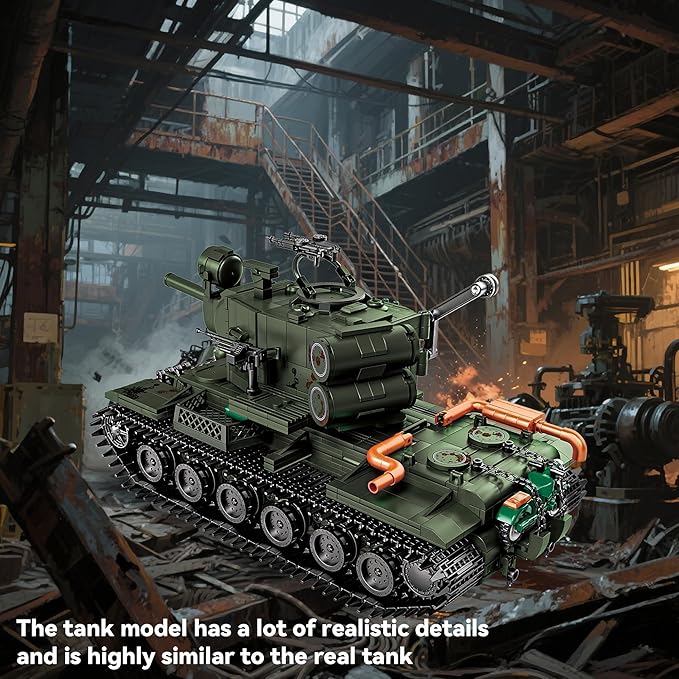WW2 Army Tank Building Set KV-2 Heavy Military Vehicles Collectible KV2 Model for Boys &amp Adults