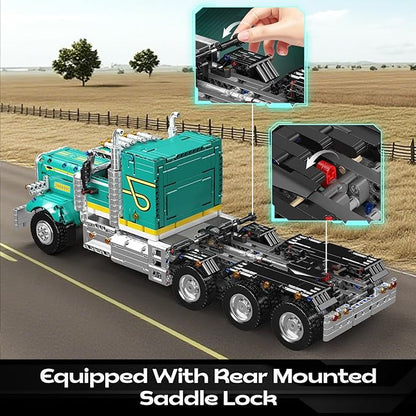 Mould King 13201 Semi Truck Building Set Flatbed Truck Toy with 3 Motors Collectible Car Model to Build and Display Buildable Gifts for Adult (2064 Pieces)