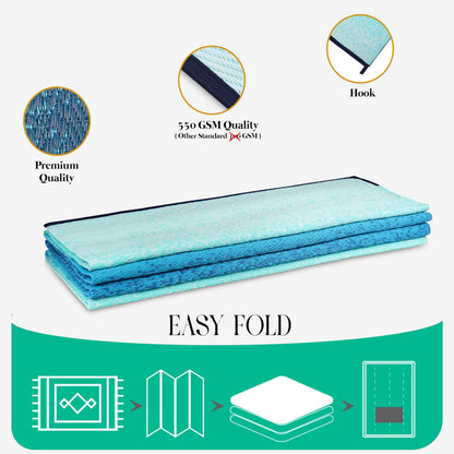 Lush Ambience Outdoor Rug - Waterproof, Washable, Reversible, Stain Resistant, Foldable Carpet - Recycled Plastic Straw Large Area Rugs for Patio, Picnic, Camping, Farmhouse - Murat Blue Teal 9X12 ft