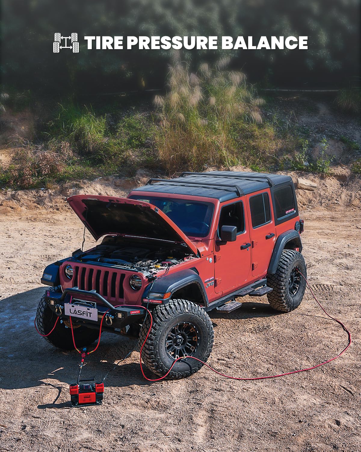 [2026 Upgraded] LASFIT H4 Tire Inflation Deflation System [No Leak & Kink] 200″ Wheelbase Universal Rapid High Flow Off Road Tire Deflator, 4 Tire Air Up Down to Inflate or Deflate at Once
