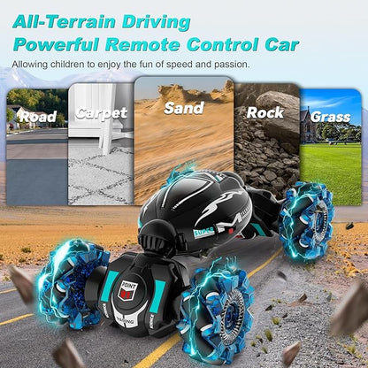 RC Cars Gesture Sensing Stunt Car Toys for Boys Girls 6-12 Year Old 2.4Ghz 4WD Hand Remote Control Toy 360° Rotate Transform Off-Road Drift with Lights Music Birthday Xmas Gifts for Kids