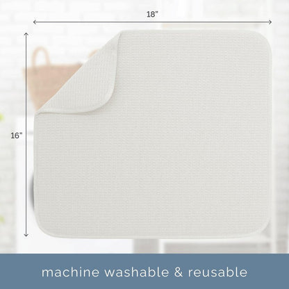 S&T INC. Dish Drying Mat, 16” x 18”, Absorbent Microfiber Kitchen Counter Mat, Dish Drying Pad for Dishes, Utensils, Pots and Pans, Large, Cream
