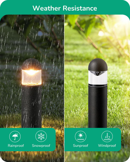 EDISHINE Low Voltage Landscape Lighting, 12V 3W, 3000K Warm White, Waterproof Electric Bollard Lights, Black, Model LNX1501LX-01
