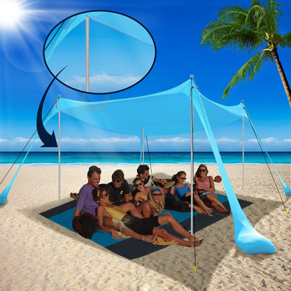 BOTINDO Family Beach Tent Canopy Sun Shade 6 Poles