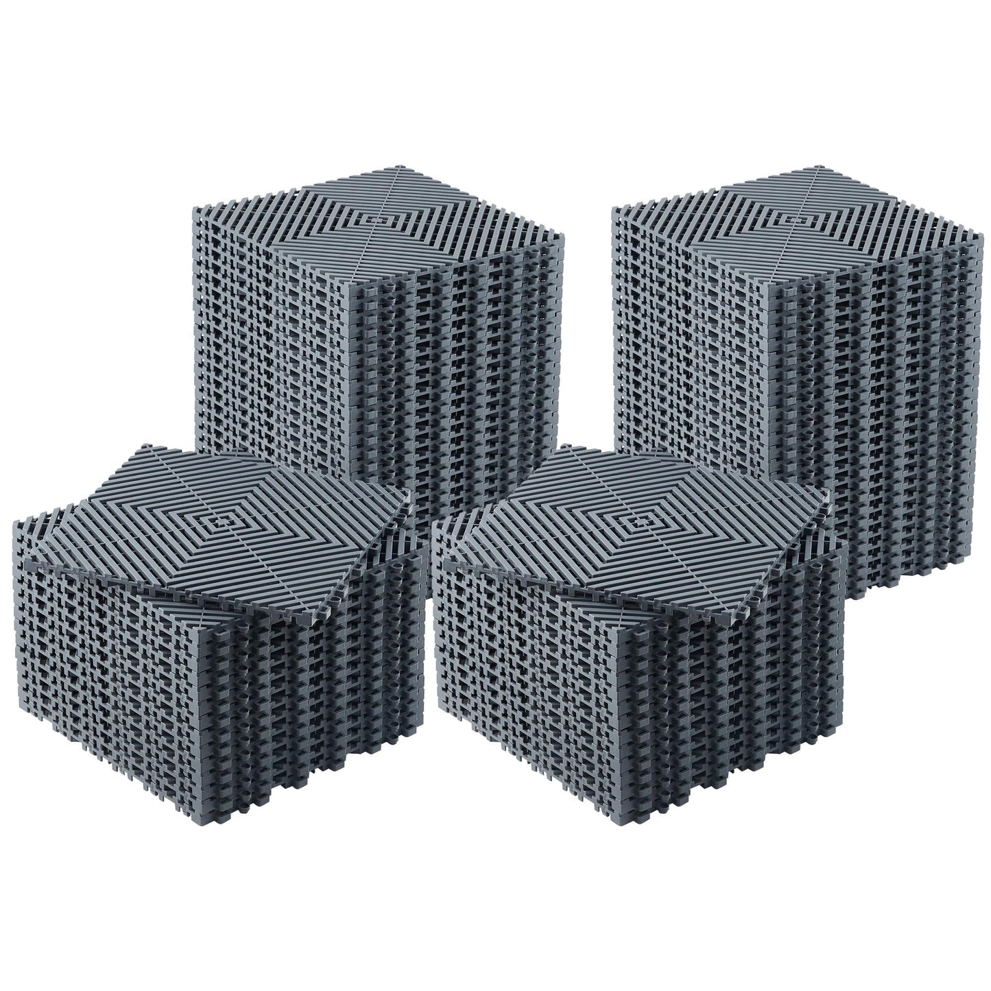 Interlocking Floor Tiles 100 Pack 12"X12" Waterproof Modular Cushion Mats, Non-Slip Drainage Tiles for Garage Floor, Gym, Pool Deck, Patio & Outdoor Shower,Grey