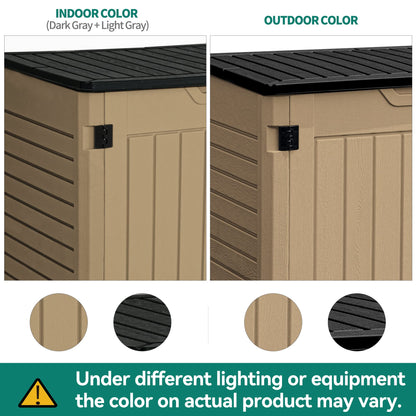YITAHOME Outdoor Horizontal Storage Sheds w/o Shelf, 35 Cu Ft Lockable Resin Waterproof Shed, Ideal for Garden Tools, Easy to Assemble, Brown