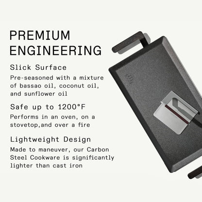 Made In Cookware | Carbon Steel Griddle + Grill Press | Professional Cookware | Crafted in Sweden | Induction Compatible