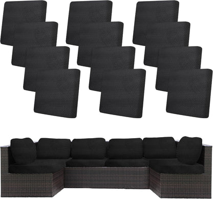 Skiennix 12-Pack Stretch Patio Cushion Covers - Washable Outdoor Sofa Slipcovers | Black