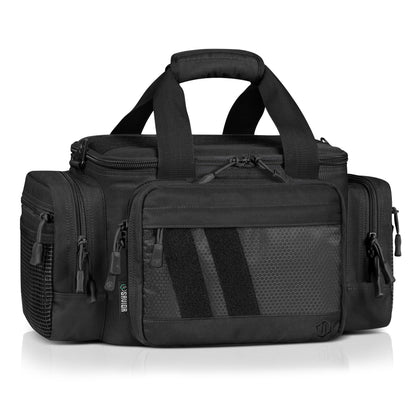 Savior Equipment Specialist Series Tactical Triple Pistol Shooting Range Hunting Duffle Bag Gun Carrying Case, Rigid Compartment Frame, Lockable Zippers (Obsidian Black, 18" x 9" x 12" Range Bag)