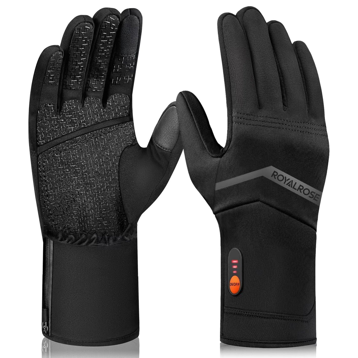 Royalrose Heated Gloves Liners for Men Women, Rechargeable Waterproof Winter Thin Heated Work Gloves with Arthritis Raynaud's Relief for Ski Golf Hiking Driving (Black-new, Small)