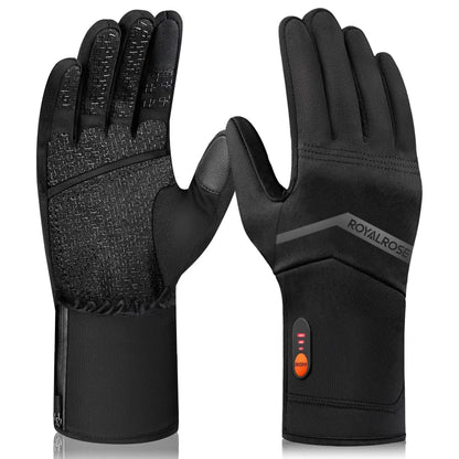 Royalrose Heated Gloves Liners for Men Women, Rechargeable Waterproof Winter Thin Heated Work Gloves with Arthritis Raynaud's Relief for Ski Golf Hiking Driving (Black-new, Small)