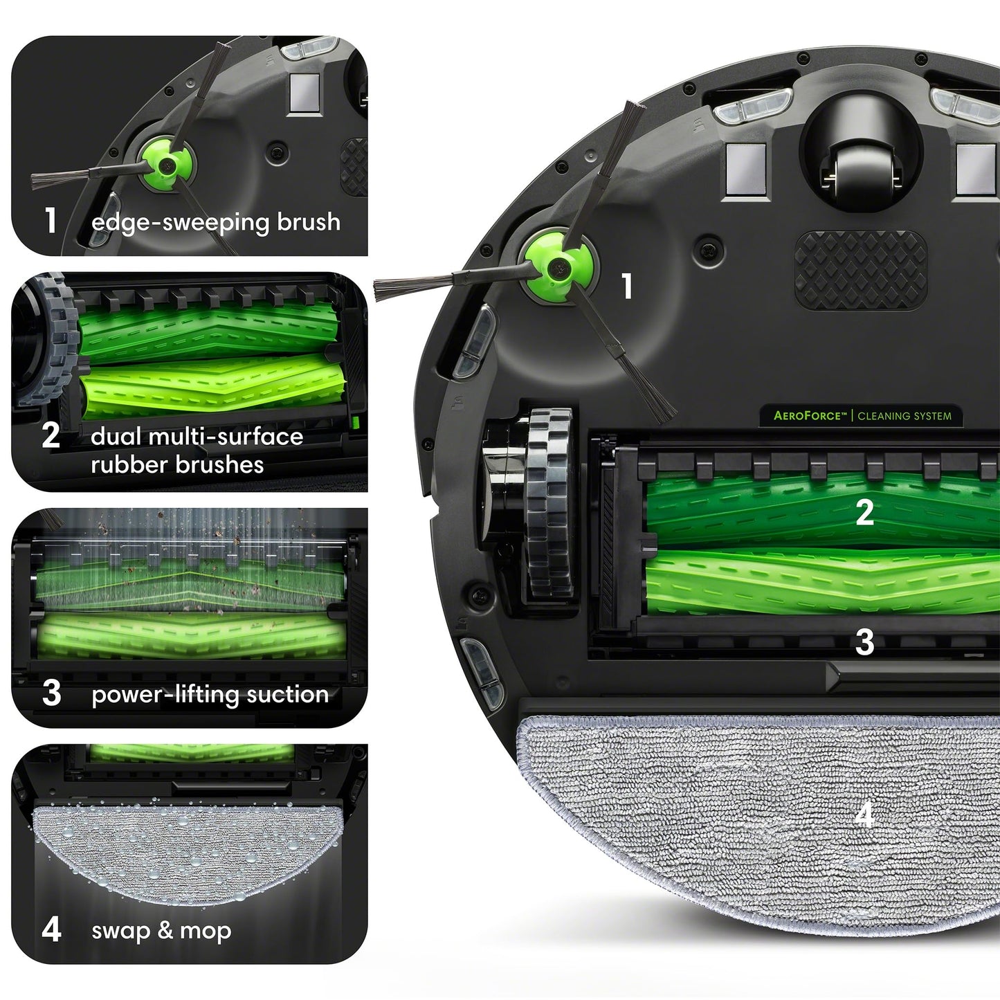 iRobot Roomba Combo i3+ (3574) Robot Vacuum & Mop – Self-Empty for Up to 60 Days, Clean by Room with Smart Mapping, Dual Multi-Surface Brushes for a Thorough Clean, Ideal for Homes with Pets