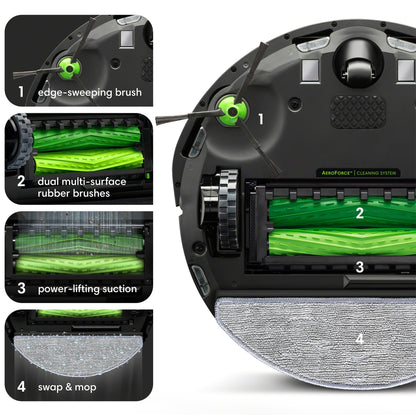 iRobot Roomba Combo i3+ (3574) Robot Vacuum & Mop – Self-Empty for Up to 60 Days, Clean by Room with Smart Mapping, Dual Multi-Surface Brushes for a Thorough Clean, Ideal for Homes with Pets