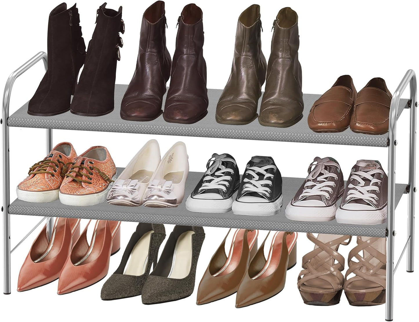 Simple Houseware 2-Tier Shoe Rack - Stylish Grey Storage Organizer for Home Entryway