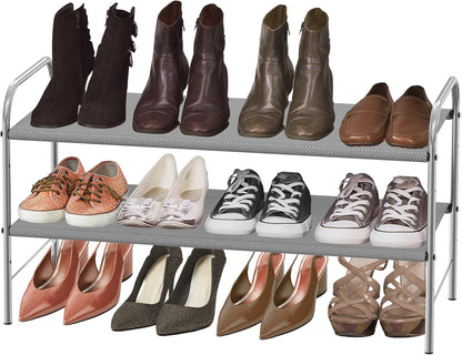 Simple Houseware 2-Tier Shoe Rack - Stylish Grey Storage Organizer for Home Entryway
