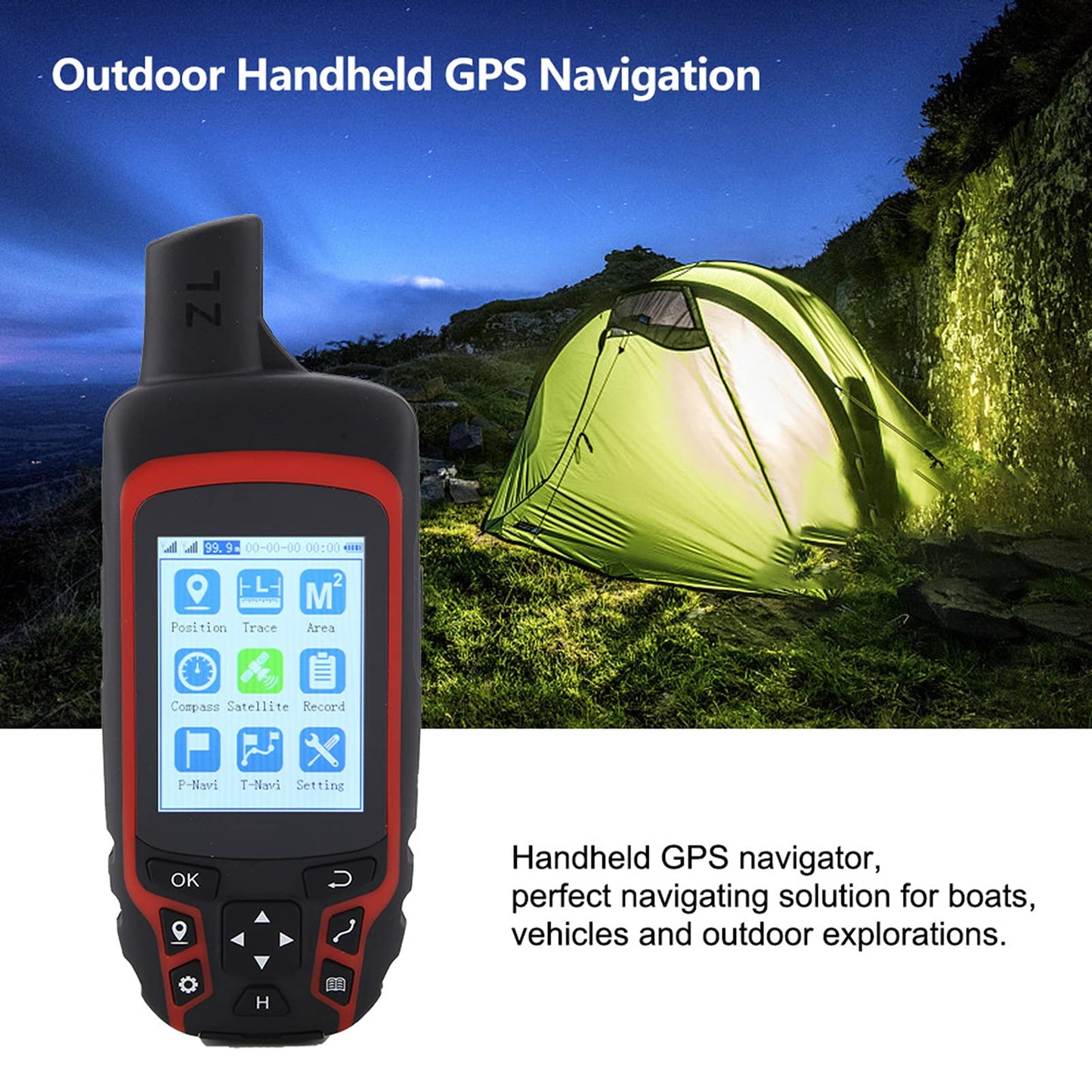 Oumefar A6 Handheld Navigation Compass Outdoor Location Tracker USB Rechargeable IP65 3500mAh Battery for Hiking Fishing Forestry Geology