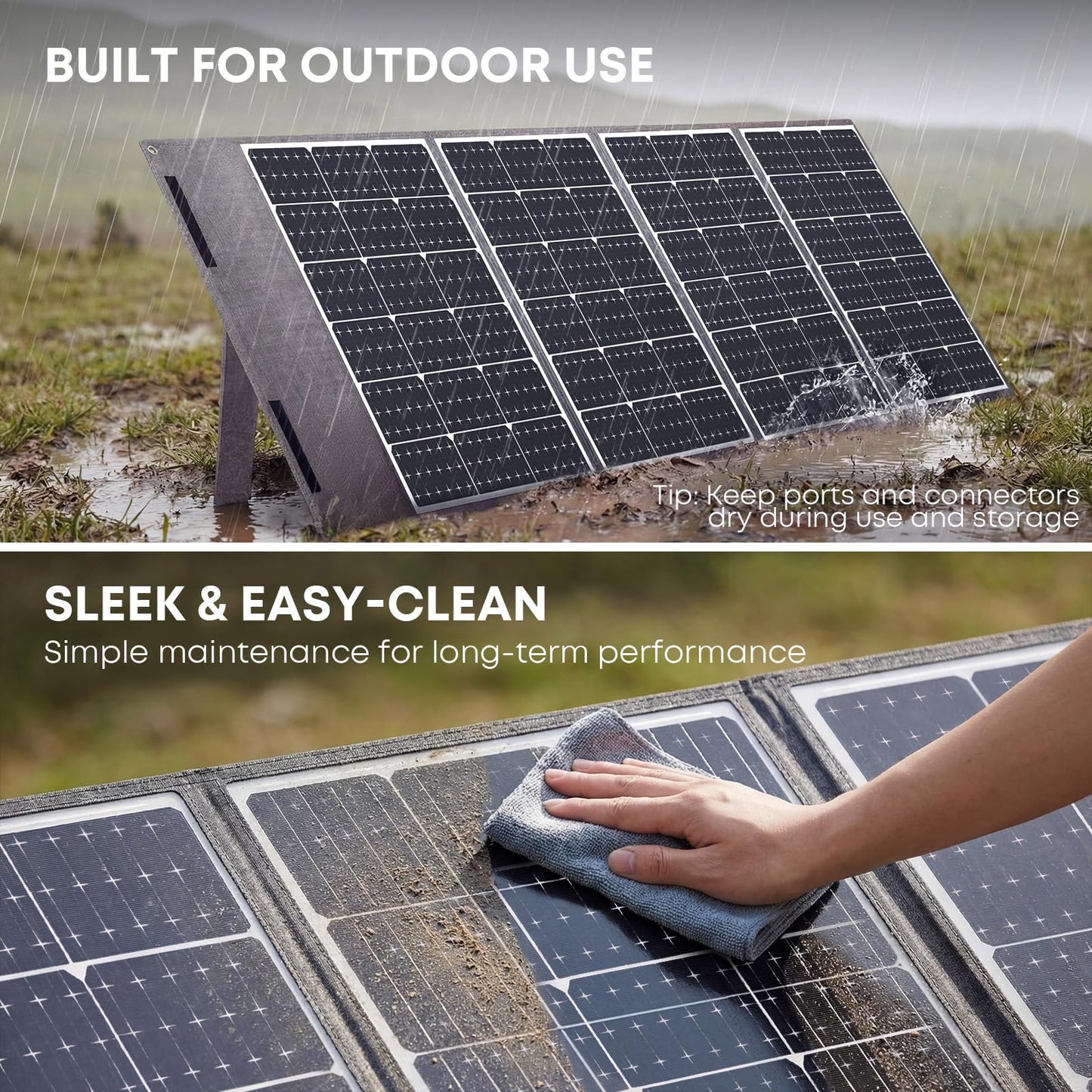 BONAI 200W Solar Panel 12V [Next-Gen BC Tech & Busbar-Free] Superior Power in Cloudy & Low Light, 10.4 lbs Ultra-Light Foldable Solar Charger, MC4/USB-C/USB-A for Power Station, RV, Camping, Off-Grid