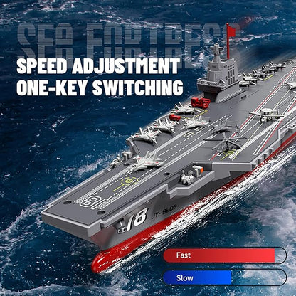 40CM S19 Hobby RC Boat for 14y+ Beginners Remote Controlled Warship Aircraft Carrier 4WD 2.4G Battleship 10km/h On Water Lakes Pools