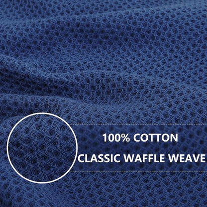 Homaxy 100% Cotton Waffle Weave Kitchen Dish Towels, Ultra Soft Absorbent Quick Drying Cleaning Towel, 13 x 28 Inches, 24-Pack, Navy Blue