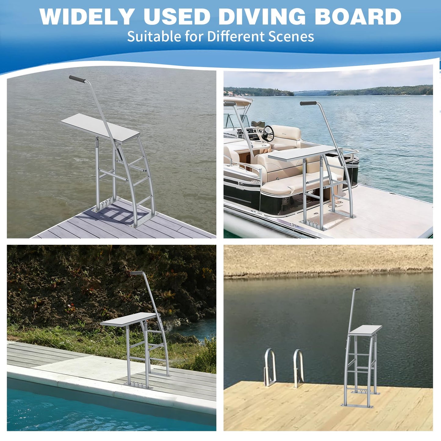 THOOUM 41.3" Dock/Boat/Deck Diving Board Platform with Hand Rail, Heavy Duty Boarding Platform with Foam Pad Surface for Diving