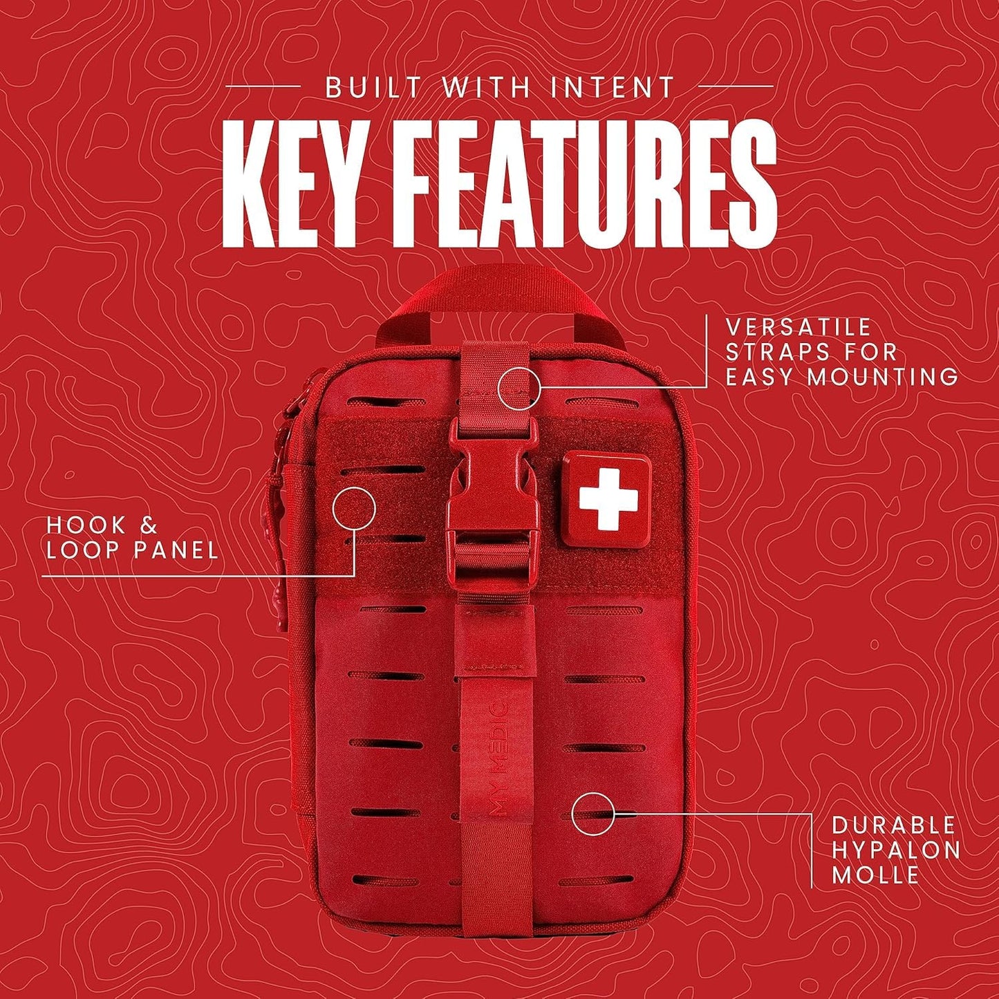 My Medic MyFak Mini Pro First Aid Kit - Small and Lightweight for Camping Hiking and Backpacking - 70 Items IFAK with Tourniquet - HSA/FSA Great for Travel - Red