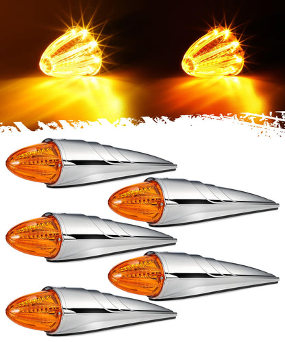 Partsam 4Pcs 4 Inch Round Led Trailer Tail Lights Kit+5PCS Amber Torpedo Cab Marker