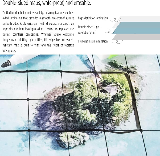 iPEAU|DND Map Starter Set Tabletop Mat 4 Dry Erase Boards 23×33 with 1 Grid&ampHex RPG Battle Mat for Dungeon and Dragons Accessory Pathfinder&amp Warhammer Reusable Flexible GM Layout System Acce
