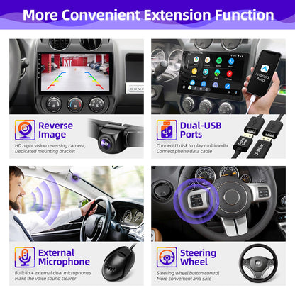 CGOGC Android Car Radio Upgrade for Jeep Patriot Compass 2010-2016 Compatible with Wireless Carplay Android Auto 8core Touch Screen Stereo Bluetooth FM/AM GPS Navigation Multimedia Player Head Unit
