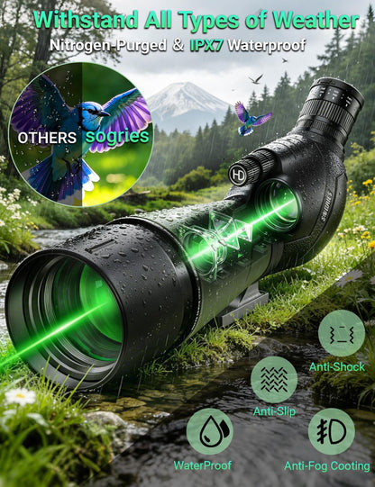 Sogries 20-60x80 Spotting Scope with Dual Focusing for Bird Watching, HD BAK4 Prism FBMC Lens Waterproof Fogproof Spotter Scope for Hiking Camping,Upgraded Phone Adapter & Tripod for Outdoor Gear