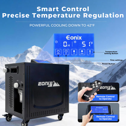 EONIX Upgrade 1/3 HP Cold Plunge Chiller,Ice Bath Water Chiller for Cold Plunge Tubs,42°F Cold Plunge Cooling System,Built-in Filter & Pump, Insulated Hoses,Ideal for Ice Bath Recovery,110V