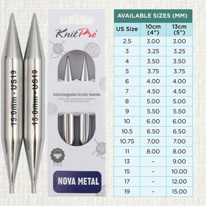 KnitPro Nova Interchangeable Circular Needles 5" (13cm) | US Size 19 (15mm)