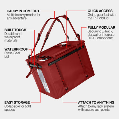 RUX 70L Collapsible Gear Box (Mars Red) - Modular Adventure Storage Solution For Camping Storage, Overlanding, Off-road And Van Life - Weatherproof, Durable and Multifunctional
