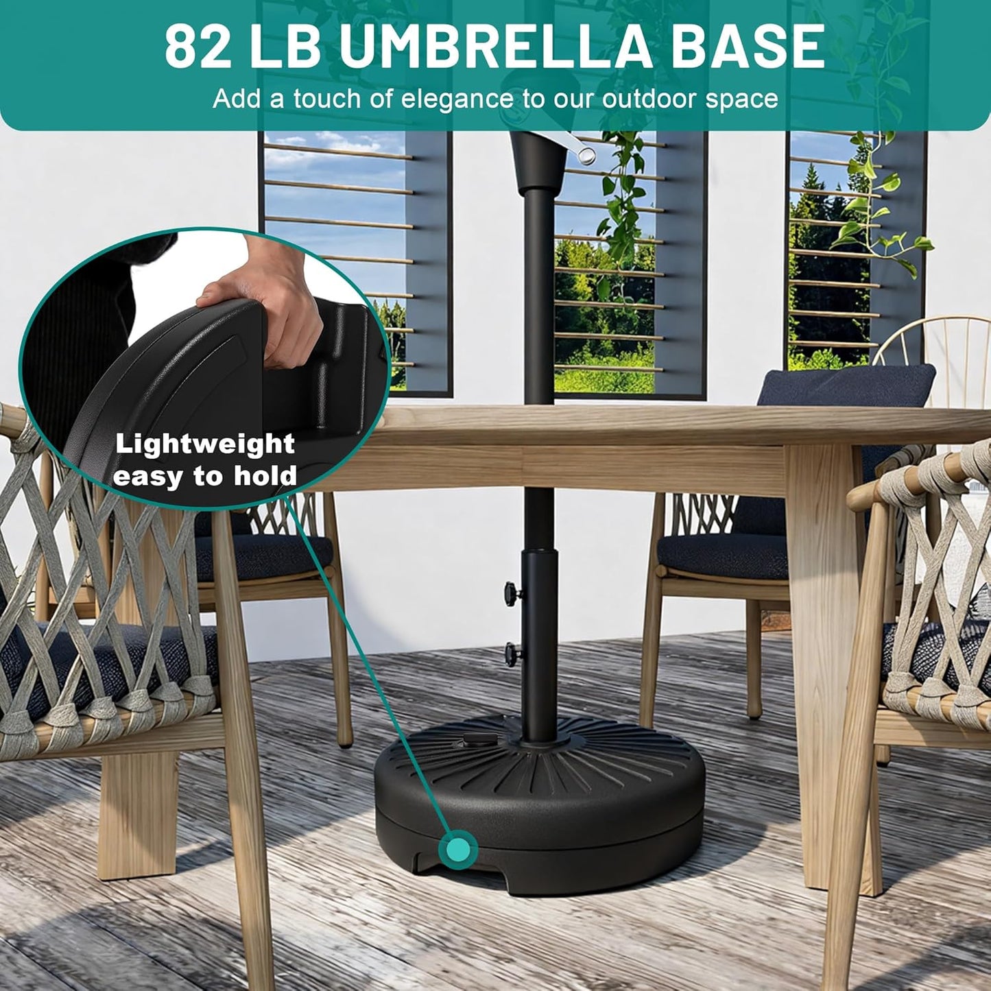 AreShark Patio Umbrella Stand - 81.5lb Max Capacity Water-Filled Base | Heavy Duty Black Outdoor Holder