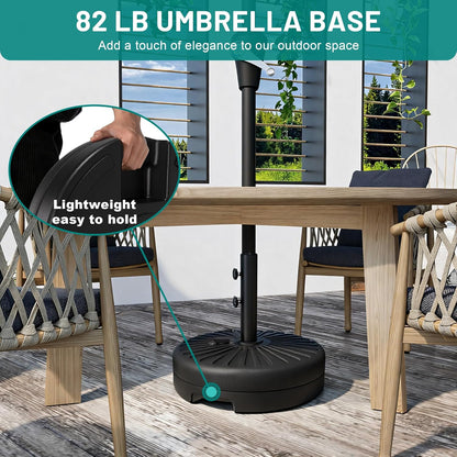 AreShark Patio Umbrella Stand - 81.5lb Max Capacity Water-Filled Base | Heavy Duty Black Outdoor Holder