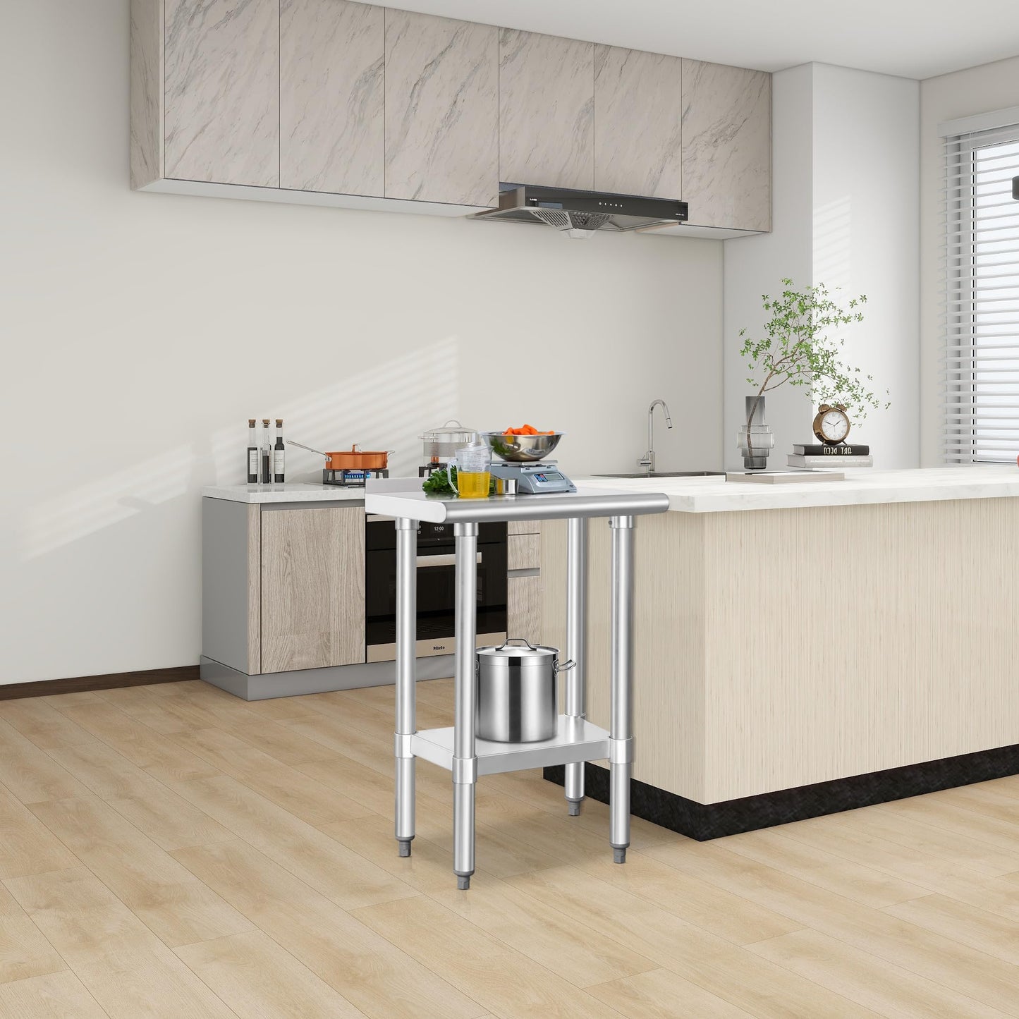 HARDURA Stainless Steel Table Prep & Work Table 24 x 72 Inches NSF Heavy Duty Commercial with Undershelf and Backsplash for Restaurant Kitchen Home and Hotel