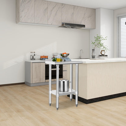 HARDURA Stainless Steel Table Prep & Work Table 24 x 72 Inches NSF Heavy Duty Commercial with Undershelf and Backsplash for Restaurant Kitchen Home and Hotel