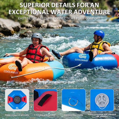 COOLWAVE Inflatable River Tube with Hand Pump, Heavy-Duty River Tubes for Floating, 43" Floating Tube with Mesh Seat for River, Lake, and Whitewater, Float Tube for Family and Friends, 300LBS Capacity