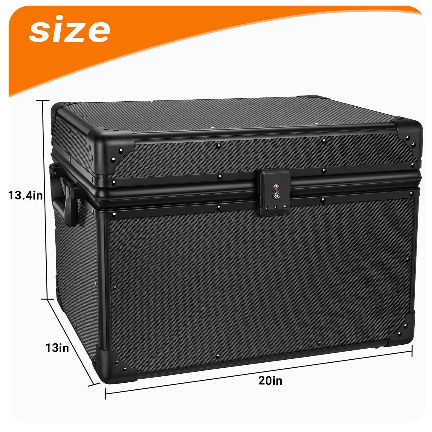 T-carbon Carbon Fiber Trunk Organizer – Lightweight Performance Storage Vehicles Trunk Storage Automotive Storage System Performance Cargo Box Utility Case 20 * 13 * 13.4IN,Black