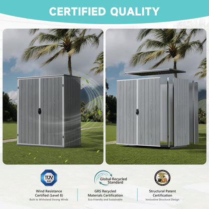 Greesum 5X3FT Plastic Storage Shed with Floor, Resin Outdoor Storaged Shed with Lockable Door, Easy Assembly All-Weather Tool Sheds for Garden, Patio, Yard, Light Gray (4.7×2.5FT)