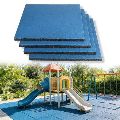 MYOYAY 1" Thick Interlocking Tiles 4 Pack 20" x 20” Rubber Flooring Mats Non-Slip Heavy-Duty Mats for Playground, Indoor and Outdoor Gym Floor, Sport Floor, Backyard Play Area