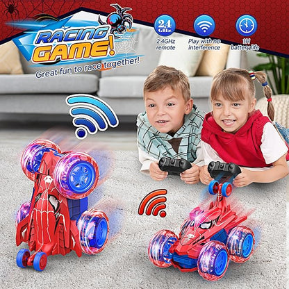 Remote Control Car RC Cars Toys for Boys Ages 4-12Cool Rechargeable Stunt RC Car with 360 Flips 4WD Wheel LightsFun Outdoor Toys for Kids Birthday Gifts Chritmas 4 5 6 7 8 9 10 11 12 Year Old