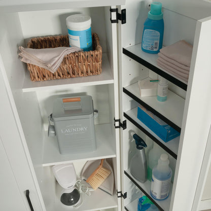 Sauder HomePlus Kitchen Storage Pantry Cabinet with Swing Door Storage and Adjustable Shelves, in Soft White finish