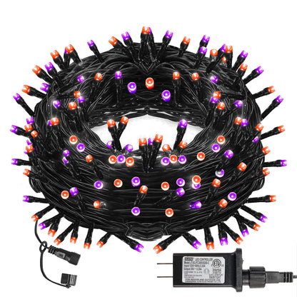 Dazzle Bright Halloween 300 LED String Lights, 100FT, 8 Lighting Modes, Orange, Model HB-300COI