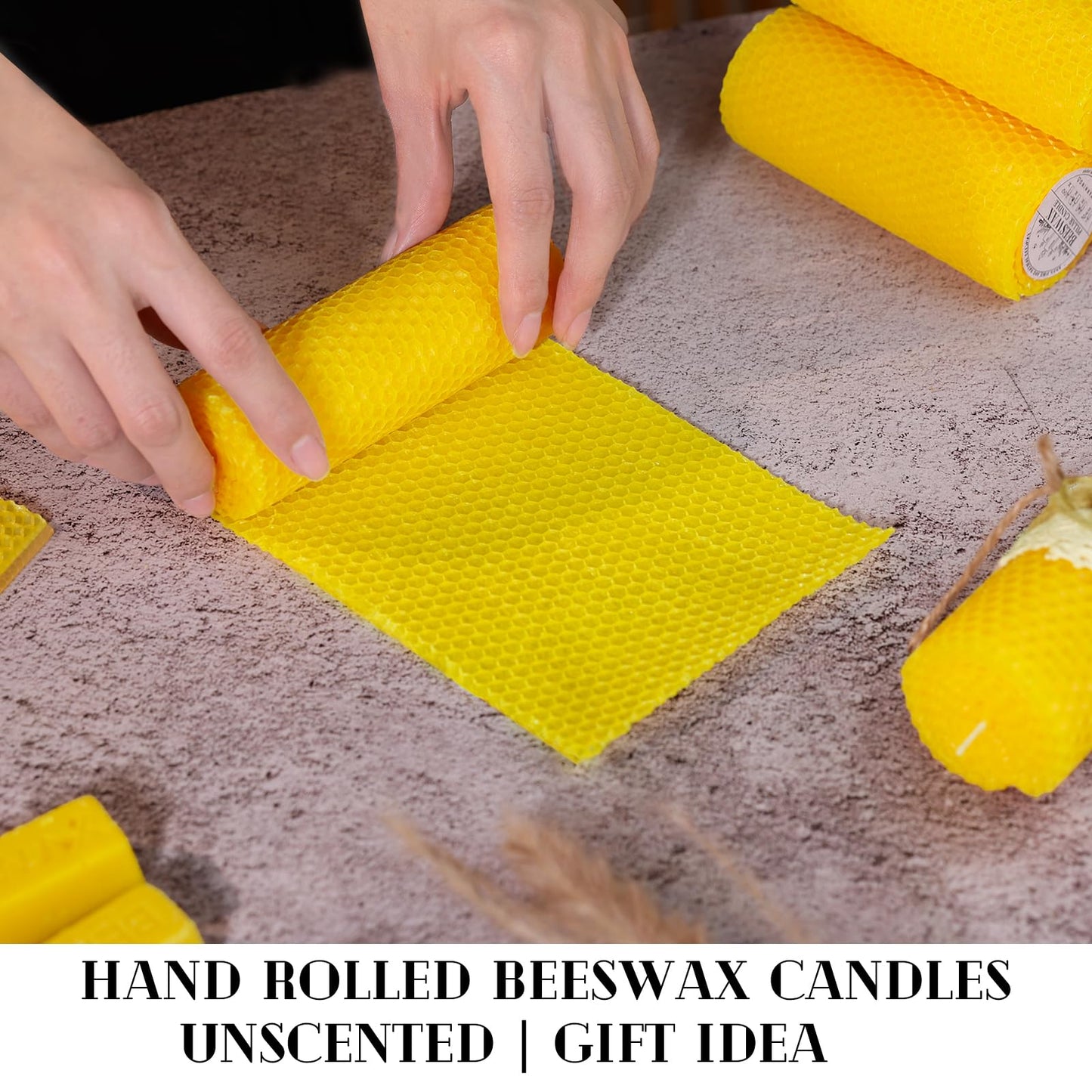 2 Pack Natural Beeswax Pillar Candles, 2x5in Pure Honeycomb Beeswax Candles Bulk, Unscented Bees Wax Candle for Home,Prayer,Dripless Smokeless Organic 100% Pillar Candles