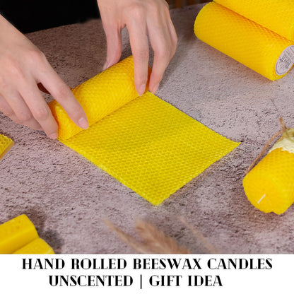 2 Pack Natural Beeswax Pillar Candles, 2x5in Pure Honeycomb Beeswax Candles Bulk, Unscented Bees Wax Candle for Home,Prayer,Dripless Smokeless Organic 100% Pillar Candles
