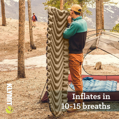 Klymit Luxe Travel Pillow and Insulated Static V Inflatable Sleeping Pad Bundle for Camping and Backpacking