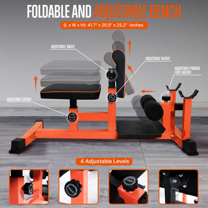 SQUATZ Squat Machine, Foldable Squatting Bench for Home Office Gym Workout Station and Leg Press Exercise, Designed to Train Abs, Thighs, and Glutes, Multifunctional Equipment for Fitness and Training