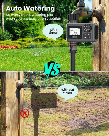 Skiennix Water Timer - 2 PCS Outdoor Garden Hose Sprinkler with Rain Delay & Automatic Drip Irrigation