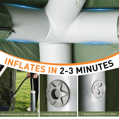 Inflatable Truck Tent with Front Awning - PU3000mm Waterproof 2-Min Setup Easy Set up Pickup Truck Tent with Pump 2 persen turck Bed Tent for 5.5ft-8ft Pickup Outdoor Camping Tent